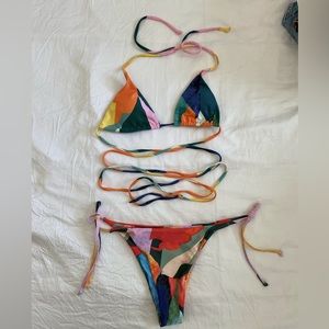 Color Block Bikini With Matching Coverup